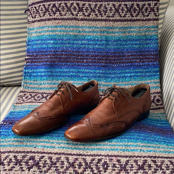 Mens MAX Tan Leather Wing-Tip shoe - Picture 2 of 6